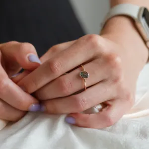 Gold bezel ring with salt and pepper diamond RIONA Thumbnail