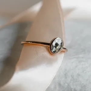 Gold bezel ring with salt and pepper diamond RIONA Thumbnail