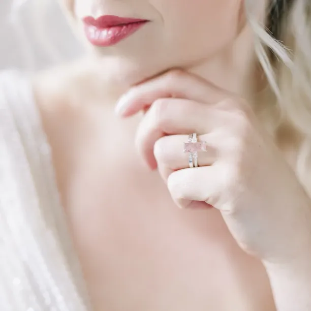 Gold ring with strawberry quartz and diamonds SWEETIE Image