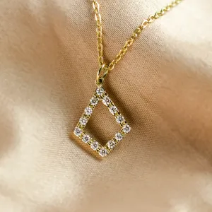 Zlatý náhrdelník s kite přívěskem s laboratorními diamanty HEATHER