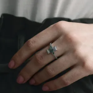 Elegant ring with moss agate and diamonds CARA Thumbnail