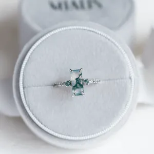 Elegant ring with moss agate and diamonds CARA Thumbnail