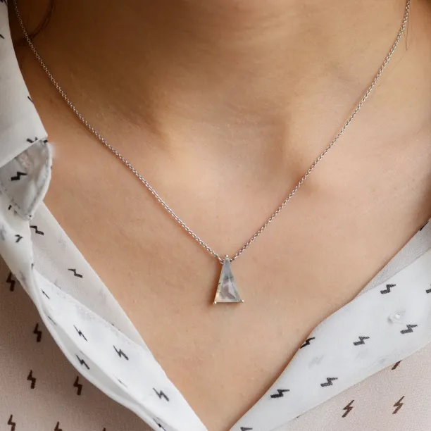 Gold pendant with triangle moss agate ZUZY Image