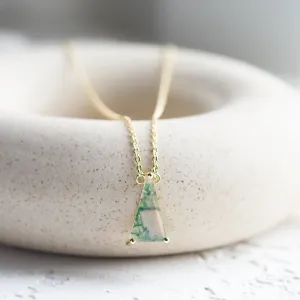 Gold pendant with triangle moss agate ZUZY Thumbnail