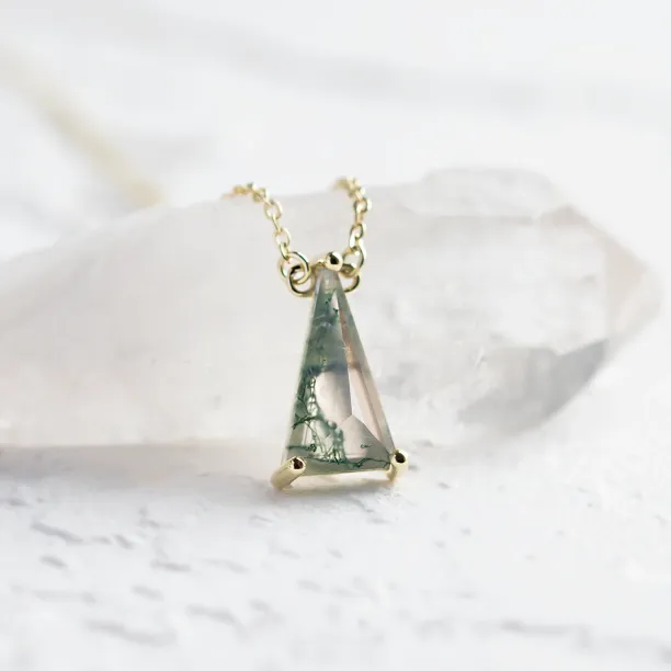 Gold pendant with triangle moss agate ZUZY Image