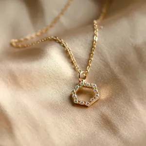 Zlatý náhrdelník s lab-grown diamantovým hexagon přívěskem MARION Thumbnail