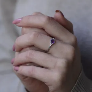 Gold ring with amethyst and diamonds MONNY Thumbnail
