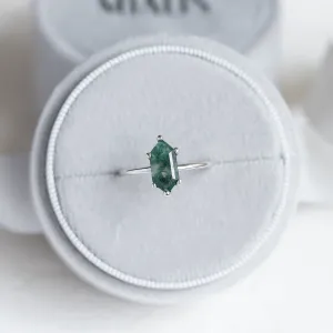 Gold ring with hexagon moss agate KLERA Thumbnail