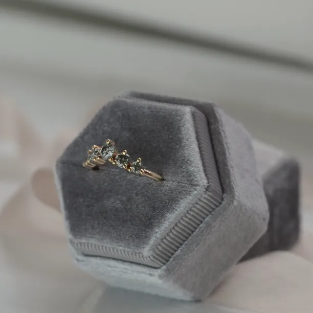 Jemně zahnutý prsten se salt and pepper diamanty FERO Image