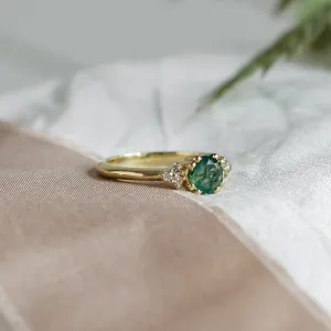 Noble gold ring with moss agate and diamonds MONNY Thumbnail