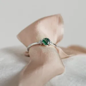 Noble gold ring with moss agate and diamonds MONNY Thumbnail