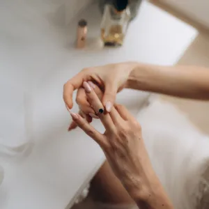 Moss agate gold ring OLLY Thumbnail