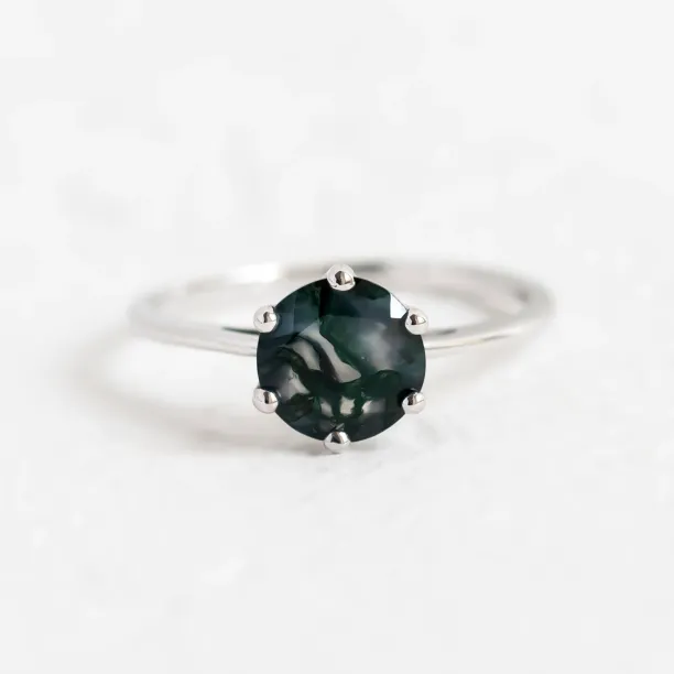 Moss agate gold ring OLLY Image