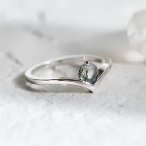 Gold ring with moss agate AMY Thumbnail