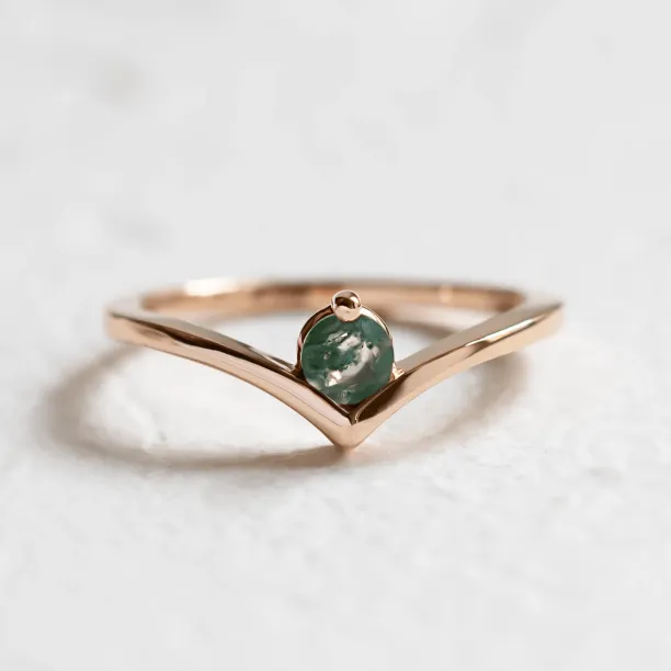 Gold ring with moss agate AMY Image