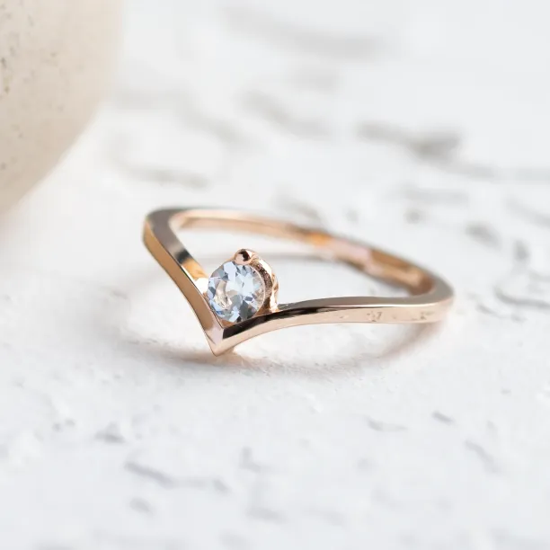 Gold aquamarine ring AMY Image
