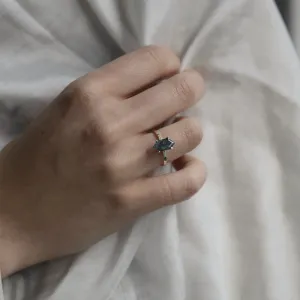 Gold diamond ring with moss agate ROXANE Thumbnail