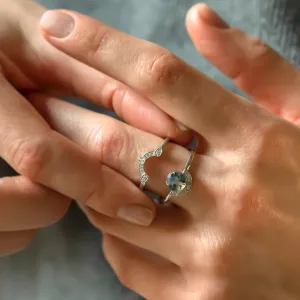 Moss agate and diamonds engagement ring set BRISTOL Thumbnail