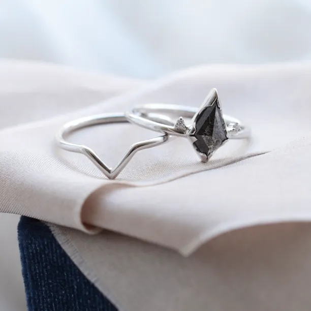 Set gold rings with salt and pepper diamond SALLY Image