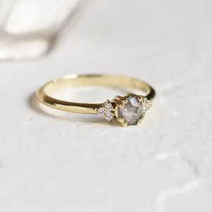 Gold ring with salt and pepper diamond MONNY Thumbnail