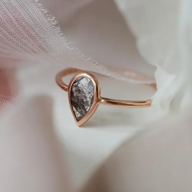 Minimalist gold ring with salt and pepper diamond REED Image