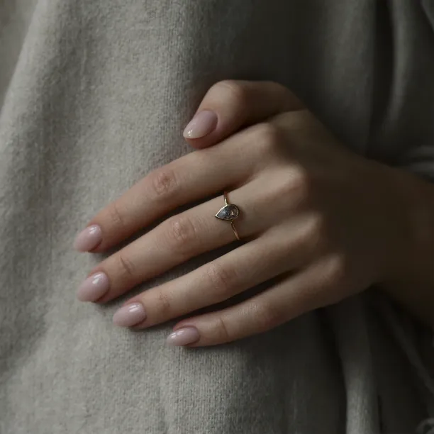 Minimalist gold ring with salt and pepper diamond REED Image