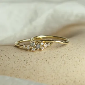 Gold rings set with salt and pepper diamonds FLYN Thumbnail
