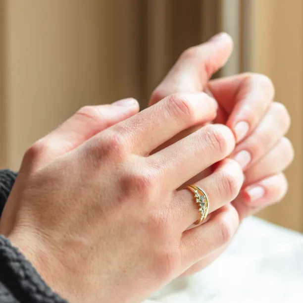 Gold rings set with salt and pepper diamonds FLYN Image