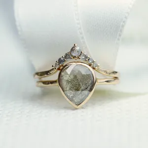 Gold set rings with salt and pepper diamonds PAULA