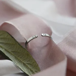 Gold minimalistic open ring with diamonds SILVIA Thumbnail