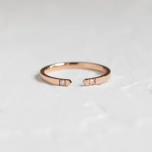Gold minimalistic open ring with diamonds SILVIA Thumbnail