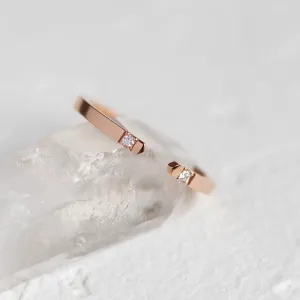 Gold minimalistic open ring with diamonds SILVIA Thumbnail
