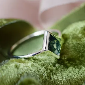 Gold ring with moss agate AUGUSTA Thumbnail