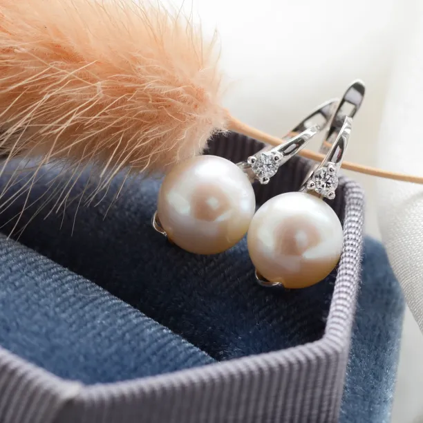 Zlaté perlové náušnice se zirkony KLANI Image