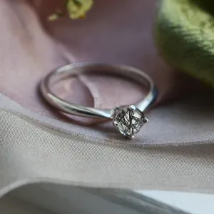 Gold ring with rutile quartz BURGO