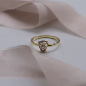 Gold ring with pear salt and pepper diamond BERTA Thumbnail