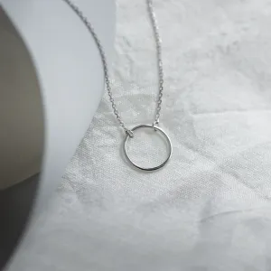Gold minimalist necklace with a circle KARMA Thumbnail