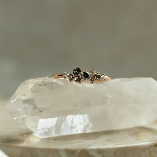 Zlatý prsten s diamanty salt and pepper CLARA Image