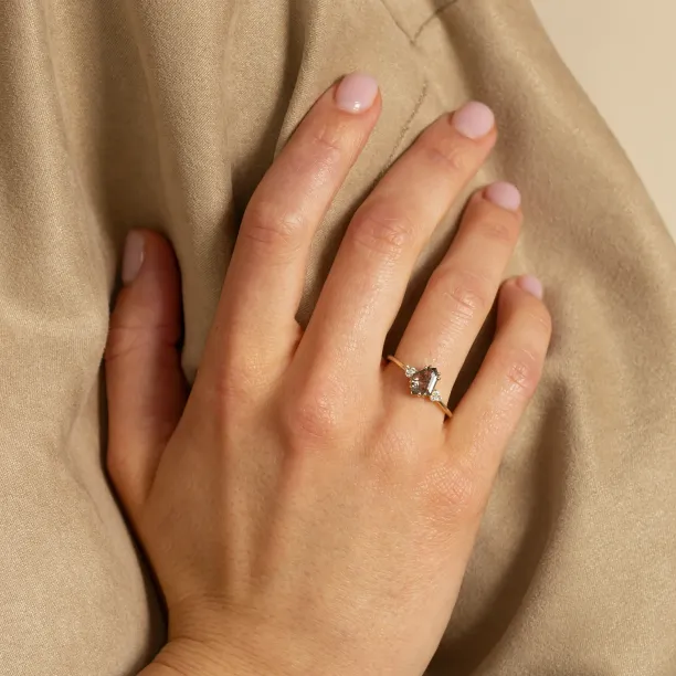 Zásnubní prsten se salt and pepper diamantem a klasickými diamanty VERA Image