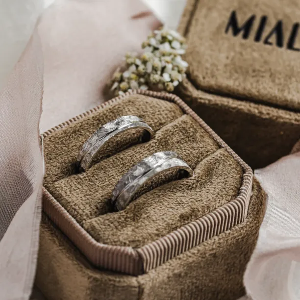 Zlaté snubní prsteny s poškrábaným povrchem LUGO Image