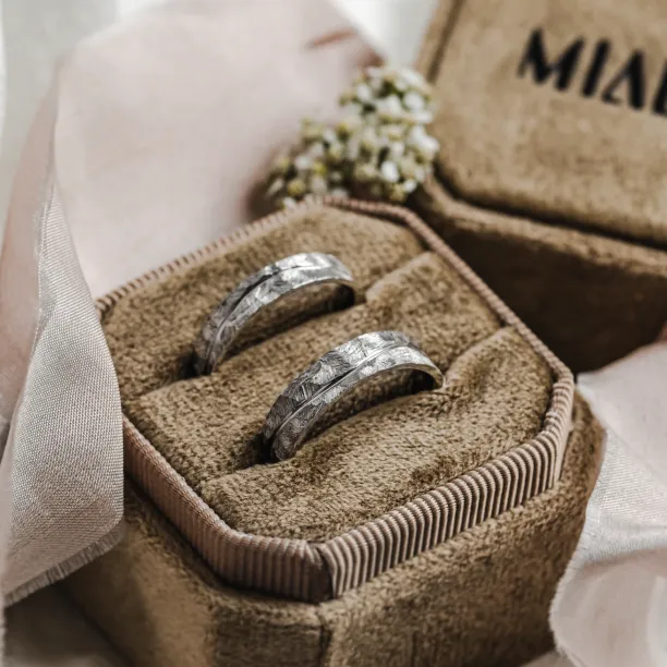 Zlaté snubní prsteny s poškrábaným povrchem LUGO Image