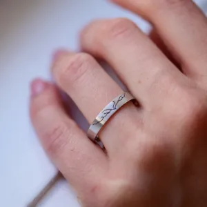 Gold wedding rings with engraved mountains TATRY 