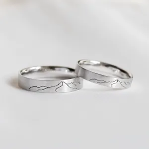 Gold wedding rings with engraved mountains TATRY  Thumbnail