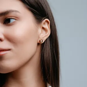 Zlaté náušnice ve tvaru hexagonu s vyměnitelným drahokamem SAM Thumbnail