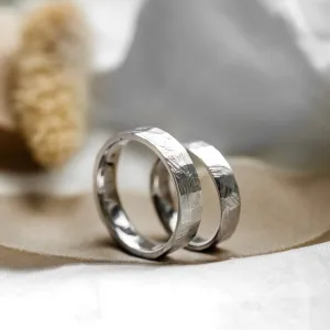Platinum wedding rings with bevelled surface BOMM Thumbnail