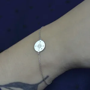 Silver bracelet with a compass and a diamond BOBBIE Thumbnail