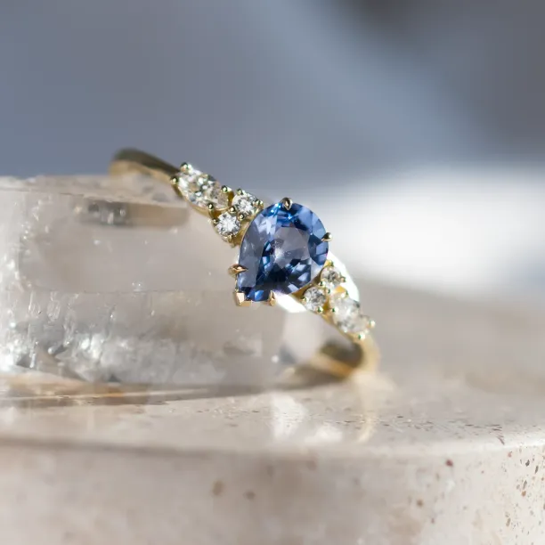 Blue sapphire and diamond engagement ring EVELYN Image
