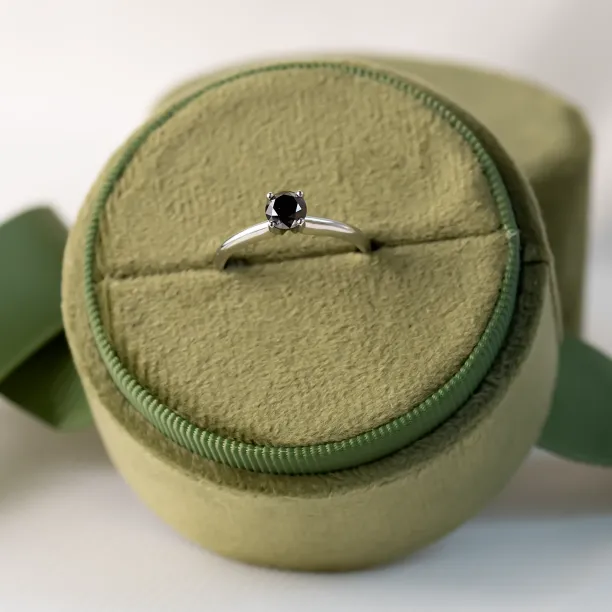 Platinový zásnubní prsten s černým diamantem FLORA Image