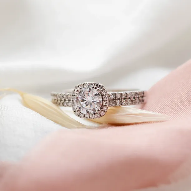 Diamonds and moissanite engagement ring KATI Image