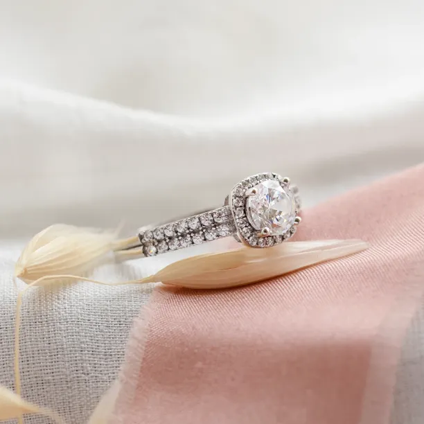 Diamonds and moissanite engagement ring KATI Image